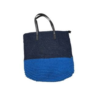 GAP Bags Gap Navy Blue Colorblock Woven Straw Beach Summer Bag